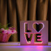 Светильник ночник ArtEco Light из дерева LED "LOVE" с пультом и регулировкой цвета, двойной RGB