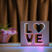 Светильник ночник ArtEco Light из дерева LED "LOVE" с пультом и регулировкой цвета, двойной RGB