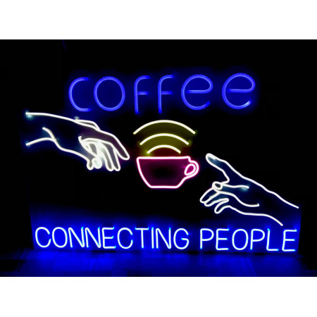 Неонова вивіска COFFEE CONNECTING PEOPLE (900х600)