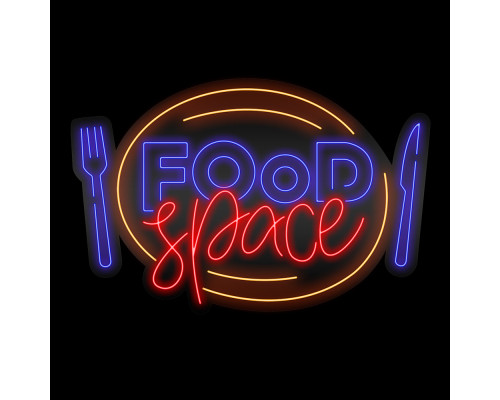 Неоновая вывеска FOOD space (900х590)