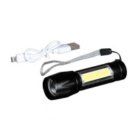 Фонарик тактический с USB зарядкой, в боксе (черный)