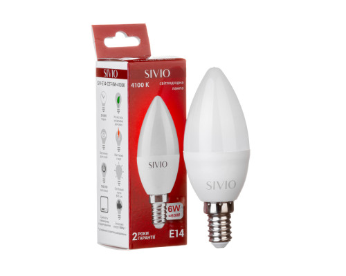 Led лампа Sivio 6Вт C37 нейтральная белая E14 4100K