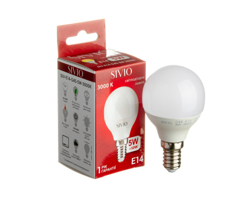 Led лампа Sivio 5Вт G45 теплая белая E14 3000K