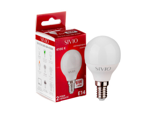 Led лампа Sivio 6Вт G45 нейтральная белая E14 4100K