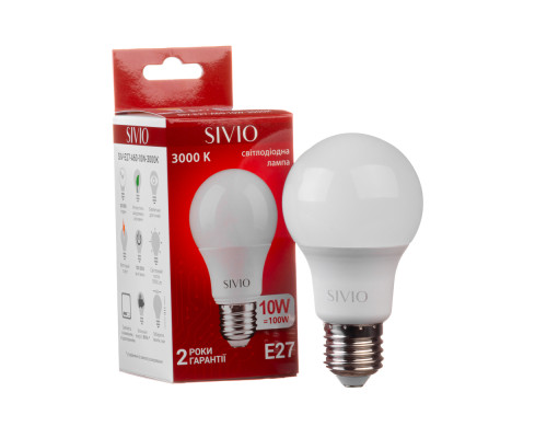 Led лампа Sivio 10Вт А60 теплая белая E27 3000K