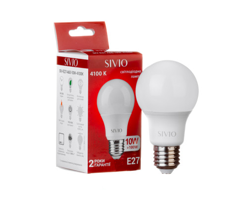 Led лампа Sivio 10Вт А60 нейтральная белая E27 4100K