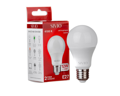 Led лампа Sivio 12Вт А60 нейтральная белая E27 4100K
