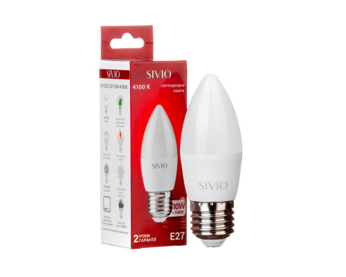 Led лампа Sivio 10Вт C37 нейтральная белая E27 4100K