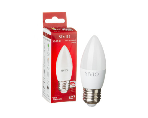 Led лампа Sivio 6Вт C37 теплая белая E27 3000K