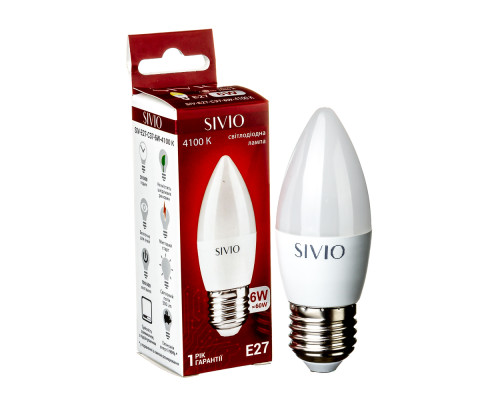Led лампа Sivio 6Вт C37 нейтральная белая E27 4100K