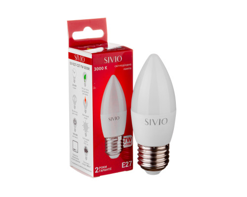 Led лампа Sivio 7Вт C37 теплая белая E27 3000K