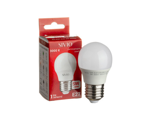 Led лампа Sivio 5Вт G45 теплая белая E27 3000K