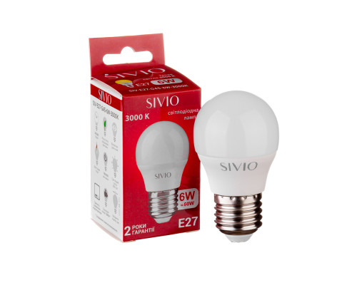Led лампа Sivio 6Вт G45 теплая белая E27 3000K