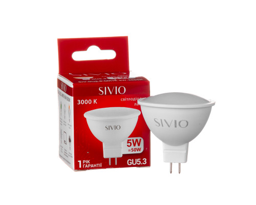 Led лампа Sivio 5Вт MR16 теплая белая GU5.3 3000K