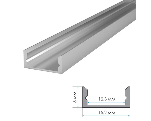 LED профиль ПФ-18 анодированный накладной с рассеивателем (комплект) 2м
