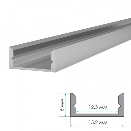 LED профиль ПФ-18/2 анодированный накладной матовый с рассеивателем (комплект) 2м