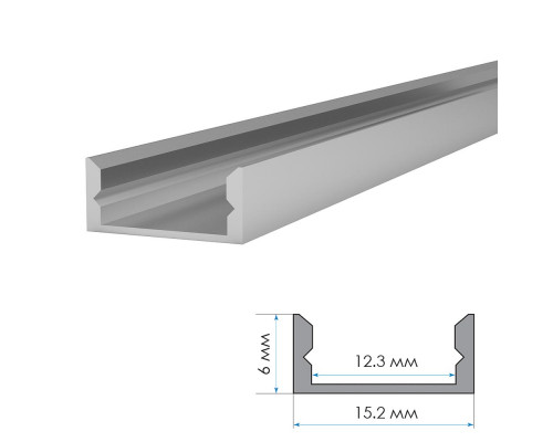 LED профиль ПФ-18/2 анодированный накладной матовый с рассеивателем (комплект) 2м
